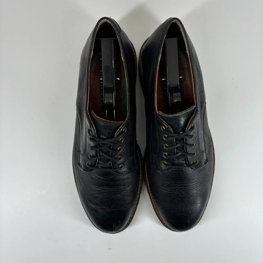 H.S. Trask Gallatin 1002 Men's US 9M Black Bison‎ Leather Plain-Toe Derby Shoes